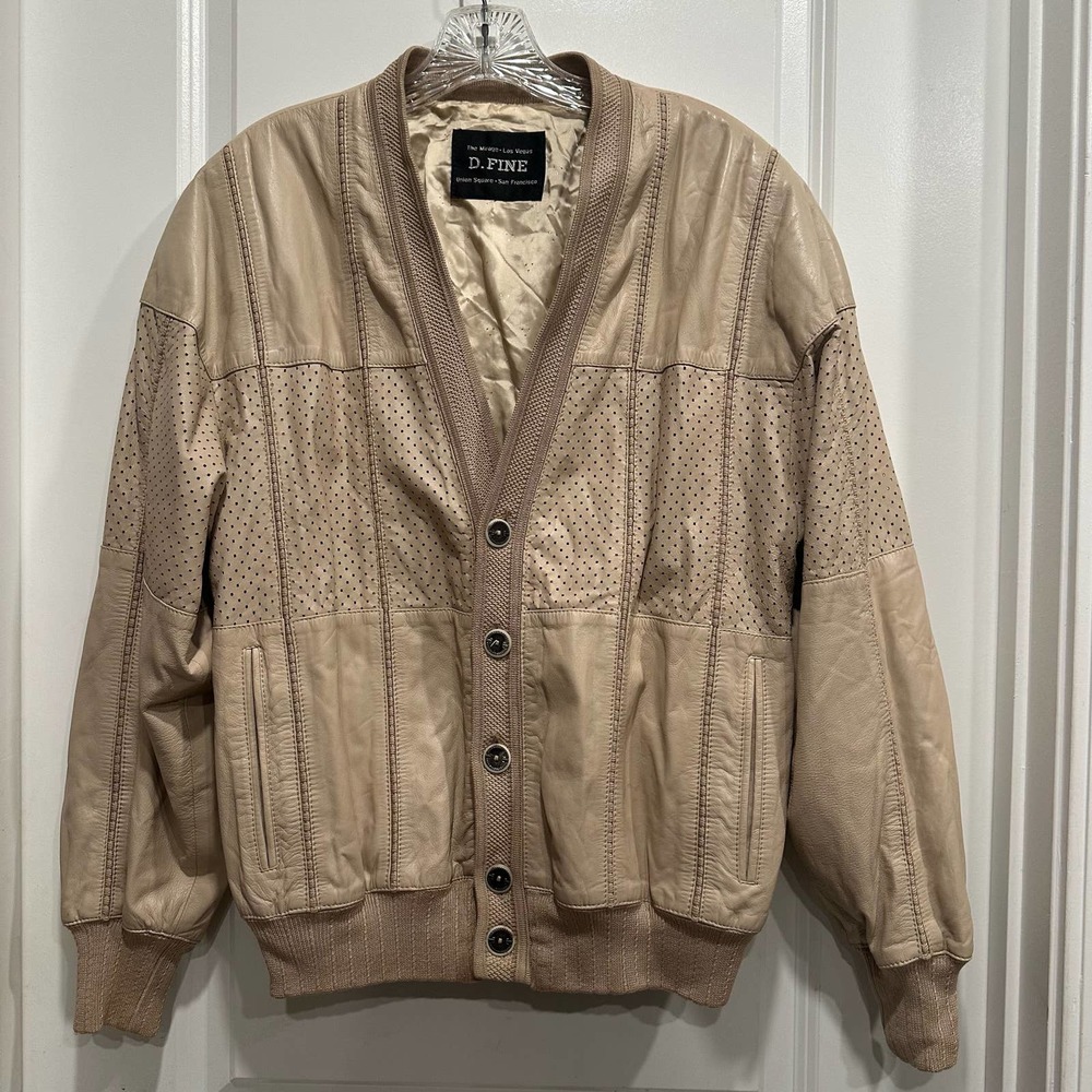 D. Fine Natural Soft Size 38 Medium Leather Mens Jacket Beige Western